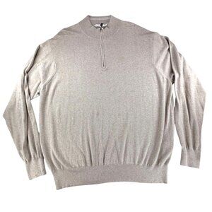 Peter Millar Beige 1/4 Zip Sweater Mens XXL Cotton & Cashmere Blend